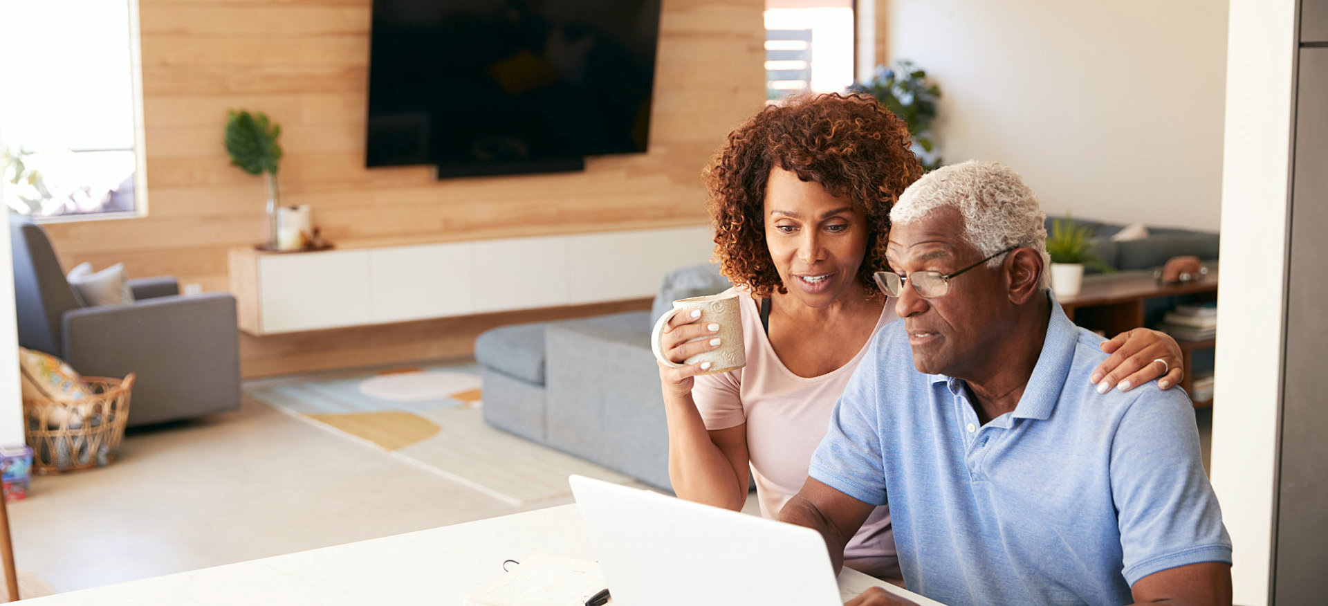 happy senior and woman smiling