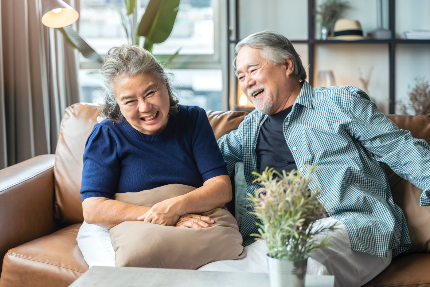 Old senior asian enjoy talking conversation together